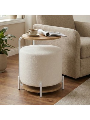 Vilinze Çok Amaçlı Metal C Sehpa Teddy Puf Seti