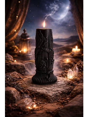 Arista Candle Pillar Of Grace, Zarafetin Sütunu Karanfil Kokulu Dekoratif 2 Adet Siyah Mum & Kandil