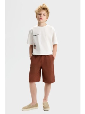 Nk Erkek Çocuk Steronger Sırt Baskılı Tshirt 8-14 Yaş Ekru-Kiremit