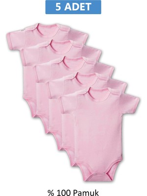 Herşeytrend Pembe Yarım Kol Body Zıbın 7-12 Yaş Çocuklar Için (5 Adet) Alttan Çıtçıtlı Özel Gereksinimli