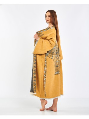 Peraves Fil Desenli Kaftan Kimono Sabahlık Peştemal Röpteşambır