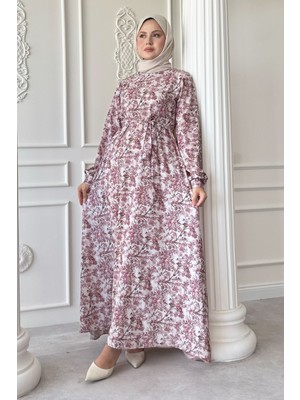 inStyle Kır Çiçeği Pembe Saten Elbise