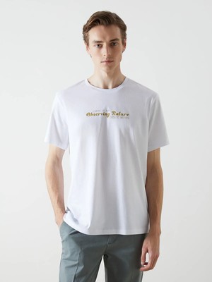 Lc Waikiki Yeni Sezon Bisiklet Yaka Baskılı Erkek Tişört