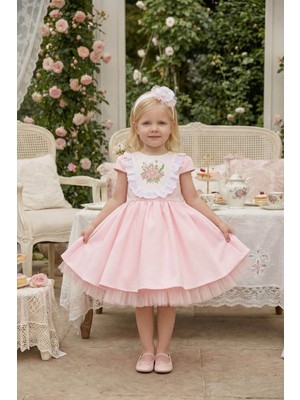 Pamina Kız Bebek Büzgülü Elbise 6-24 Ay Pembe