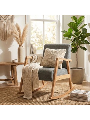 Zem Pavia Sallanır Berjer Natürel Ahşap, Gri