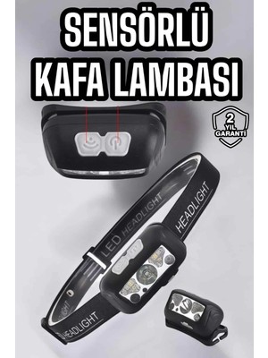 Epilons Mey Ithalat® Kafa Lambası Kamp Lambası Sensörlü Şarjlı Ayarlanabilir