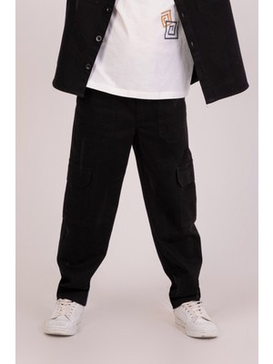 NK Dmb Erkek Çocuk Kargo Çepli Pantolon 9-14 Yaş Siyah