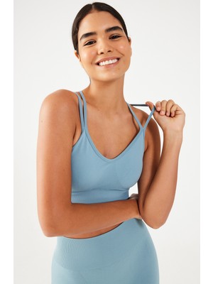 COMEUP Ince Askılı Spor Sütyen Açık Mavi