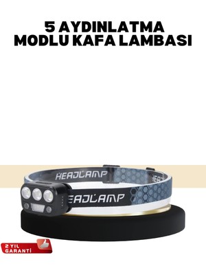 Epilons Mey Ithalat® Kamp ve Trekking Için Sensörlü LED Kafa Lambası