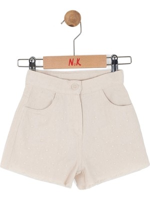 Nk Kız Bebek Pearl Şort 1-4 Yaş Krem