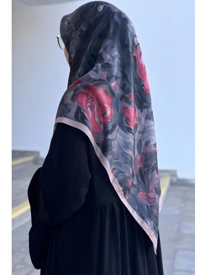 Ande Tesettür Floral Desen Pamuk Eşarp - Bordo