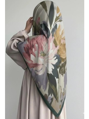 Ande Tesettür Garden Desen Pamuk Eşarp - Yeşil