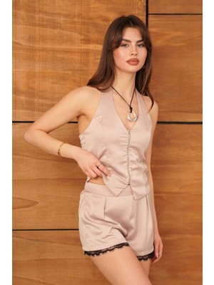 Cemo Kadın Dantel Detaylı Mini Şort