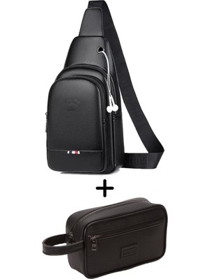 Newish Polo Erkek Çapraz Omuz Çantası ve Portföy Clutch Traş Bakım Günlük El Çantası NEWPOLO130 - Siyah