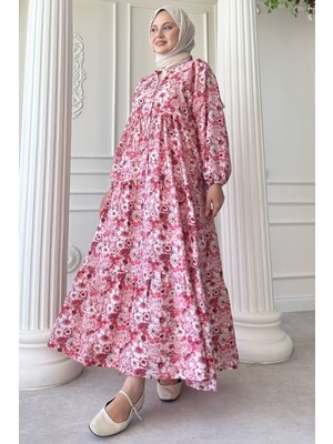 inStyle Nergis Çiçeği Pembe Mango Elbise