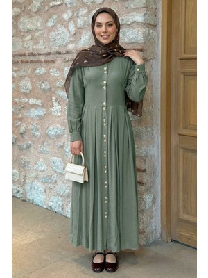 inStyle Çift Gold Düğmeli Haki Elbise