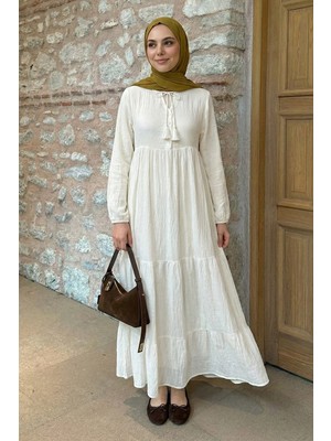 inStyle Lina Püsküllü Beyaz Elbise