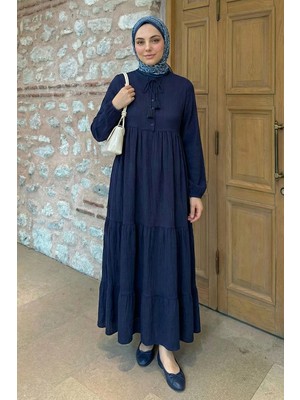inStyle Lina Püsküllü Lacivert Elbise