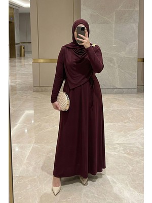 inStyle Şal Bağlamalı Broşlu Bordo Sandy Elbise