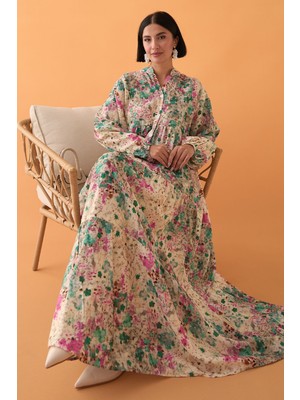 inStyle Defne Çiçeği Yeşil Mango Elbise