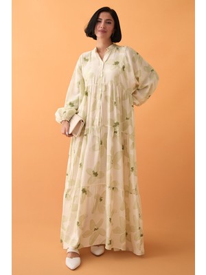 inStyle Kardelen Çiçeği Mint Yeşili Mango Elbise