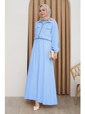 inStyle Ceketli Fermuarlı Elbise Bebe Mavisi