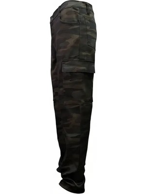 Beyzdenim Kamuflaj Desenli Likralı Kargo Pantolon Büyük Beden Günlük Kullanım İçin