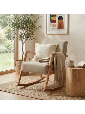 Zem Pavia Sallanır Berjer Natürel Ahşap, Sütlü Kahve