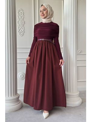 inStyle Drapeli Sandy Cotton Kırmızı Elbise