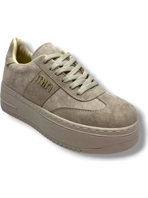 Şanzelize K16-26 Süet Deri Yüksek Anatomik Taban Bağcıklı Kadın Sneaker