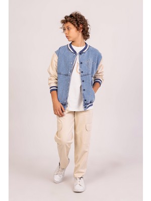 Dmb Erkek Çocuk Kolej Denim Ceket 4-14 Yaş Mavi