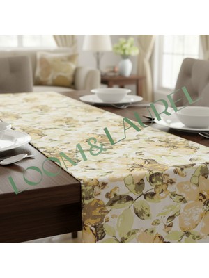 Loom & Laurel Jakarlı Dokuma Dekoratif Runner 45 x 140 cm Yeşil Çiçekli