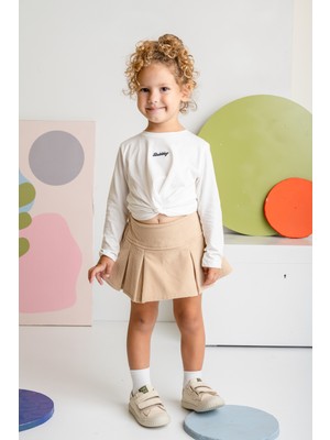 Zeyland Kız Çocuk Nakışlı Önden Büzgülü Sweatshirt 3-12 Yaş Beyaz