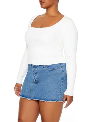 F21 Plus Size Kare Yaka Kazak