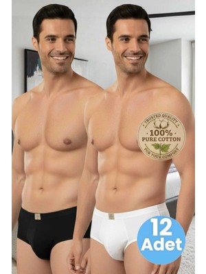 Tezzgelsin Erkek %100 Pamuklu 12'li Penye Slip Külot