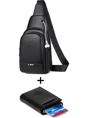 Newish Polo Erkek Mekanizma Cüzdan Kartlık ve Çapraz Omuz Çantası NEWPOLO130 - Siyah