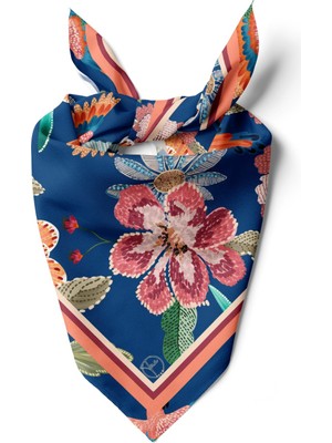 618 Concept Mavi Rüya Çiçek Desenli Fular