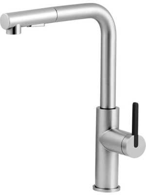 Deante Momi BKM_F73M Çekme Spiralli Mutfak Bataryası Fırçalanmış Çelik | Sessiz kullanım, Çift Jet, Su Tasarrufu