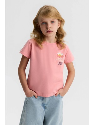 Nk Kız Çocuk Blooming Sırt Baskılı Tshirt 4-8 Yaş Pembe