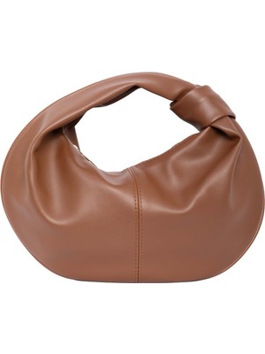 DMC Düğüm Detaylı Fermuarlı El Çantası Taba