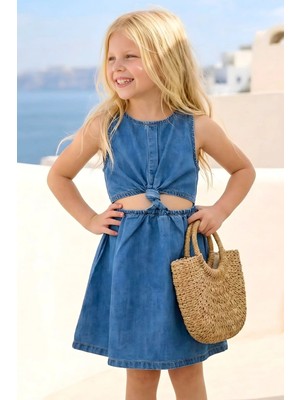 Zeyland Kız Çocuk Denım Elbise 3-10 Yaş Mavi