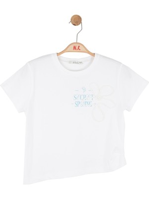 Nk Kız Çocuk Carmine Tshirt 8-14 Yaş Ekru-Mavi