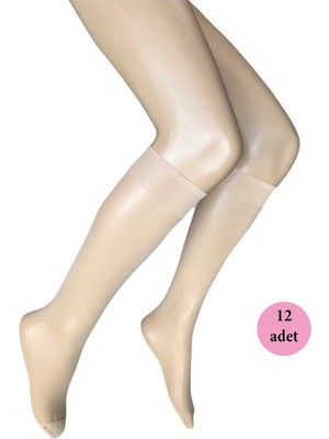 Liyuza 12 Adet Parlak Dizaltı Kadın Çorap 15 Denye Sahra 51