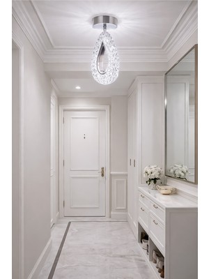 Arel Tekli Plafonyer Modern LED Avize Kristal Görünüm(Beyaz Işık)Enerji Tasarruflu Antre Cafe Hol