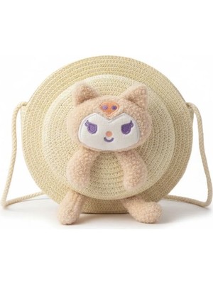 Kuromi Sevimli Kedi Hasır Askılı Genç Kız Çocuk Bebek Çanta 23 cm Hediyelik