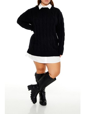 F21 Plus Size Kombin Triko Mini Elbise