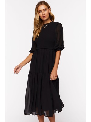 F21 Şifon Midi Elbise