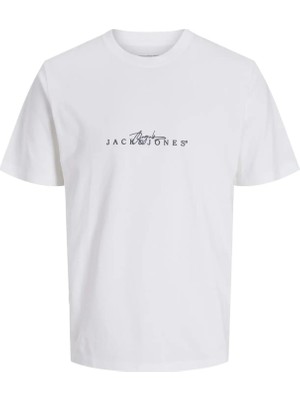 Jack&jones Varenna Branding Crew Neck Erkek Beyaz Yuvarlak Yaka Tişört