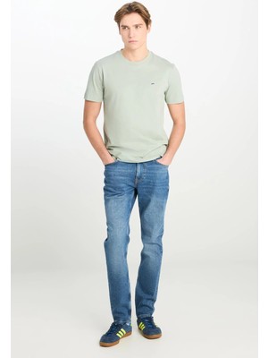 Lee Bisiklet Yaka Mint Erkek T-Shirt ML60UFQ303 Regular Fit Patch Logo