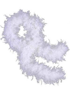 DS LLC Ieg™ Beyaz Renk Kabarık Kalın Otriş Boa Tüy 6 cm Genişlik 180-200 cm Uzunluk DSLLCRS-ETIEG34